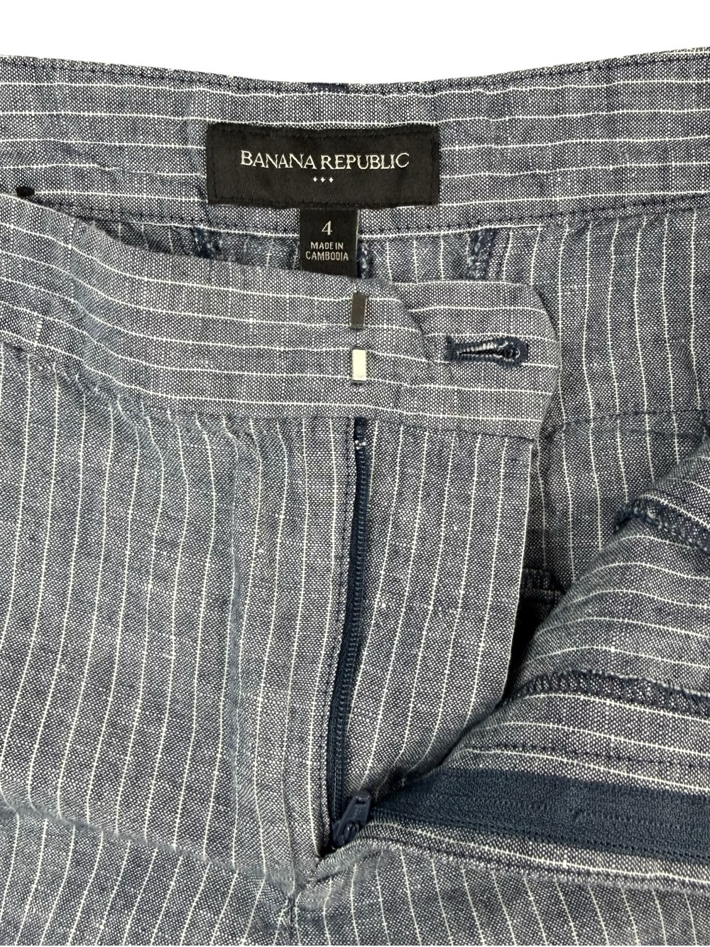 Banana Republic Women’s Linen Blend‎ Pinstripe Shorts Gray Size 4 Waist 31 - Picture 2 of 10